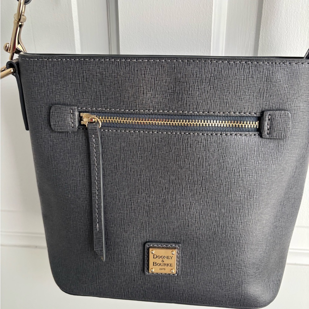 Dooney & Bourke dark gray Saffiano Crossbody with Gold Hardware - Picture 2 of 9